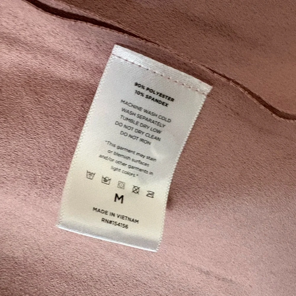 Faux Suede Moto Jacket Blush Pink Draped Collar Asymmetrical Zip Size Medium